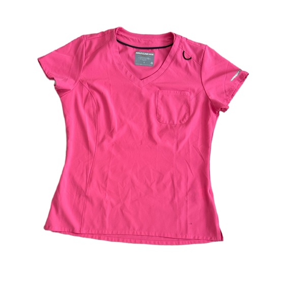 #17 SKECHERS ~ Vibrant Pink Short Sleeve Scrub Set w/Drawstring Waistband size M - Picture 4 of 10